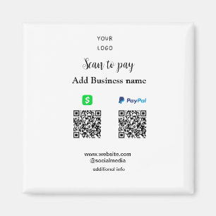 PayPal Cashapp scan om QR te betalen Voeg bedrijfs Magneet