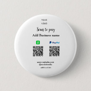 PayPal Cashapp scan om QR te betalen Voeg bedrijfs Ronde Button 5,7 Cm