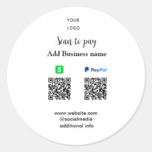 PayPal Cashapp scan om QR te betalen Voeg bedrijfs Ronde Sticker