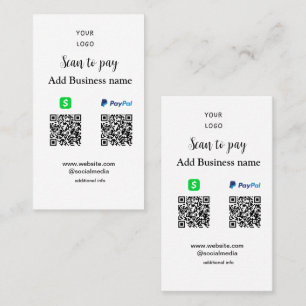 PayPal Cashapp scan om QR te betalen Voeg bedrijfs Visitekaartje