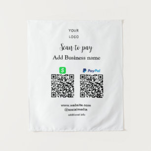 PayPal Cashapp scan om QR te betalen Voeg bedrijfs Wandkleed