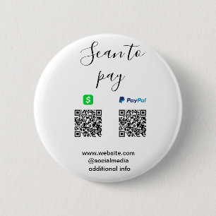 Paypal Cashapp scan om te betalen QR voeg bedrijfs Ronde Button 5,7 Cm