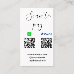 Paypal Cashapp scan om te betalen QR voeg bedrijfs Visitekaartje