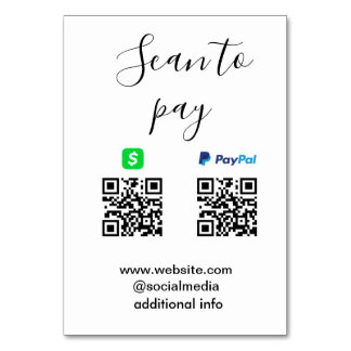 Paypal Cashapp scan to pay QR add business name lo Kaart