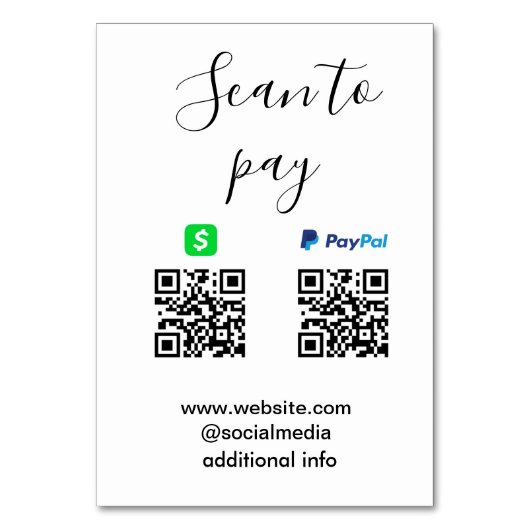 Paypal Cashapp scan to pay QR add business name lo Kaart (Voorkant)