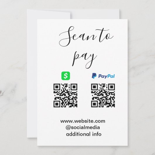 Paypal Cashapp scan to pay QR add business name lo Kaart (Voorkant)