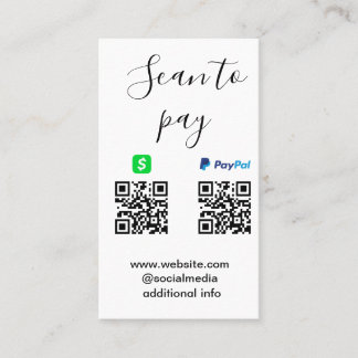 Paypal Cashapp scan to pay QR add business name lo Visitekaartje