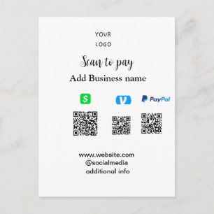 Paypal Cashapp venmo scan om te betalen QR voeg be Briefkaart