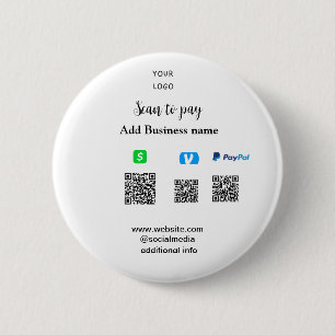 Paypal Cashapp venmo scan om te betalen QR voeg be Ronde Button 5,7 Cm
