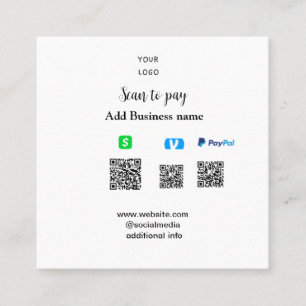 Paypal Cashapp venmo scan om te betalen QR voeg be Vierkante Visitekaartje
