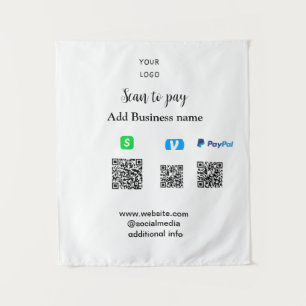 Paypal Cashapp venmo scan om te betalen QR voeg be Wandkleed