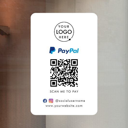 Paypal QR-code betaling | Scan om het bedrijfslogo Raamsticker