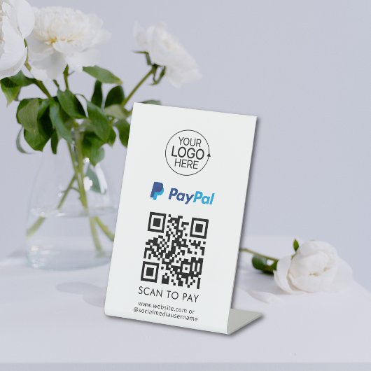 PayPal QR-code Contactloze betaling Logo toevoegen Reclamebord Met Voetstuk
