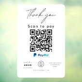PayPal QR-code Logo Scannen naar betaling Bedankt Raamsticker (Vel 3)