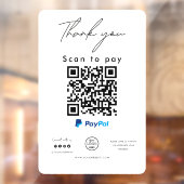PayPal QR-code Logo Scannen naar betaling Bedankt Raamsticker (Vel 2)