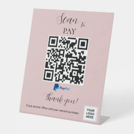 PayPal QR-code Roze Blush Reclamebord Met Voetstuk