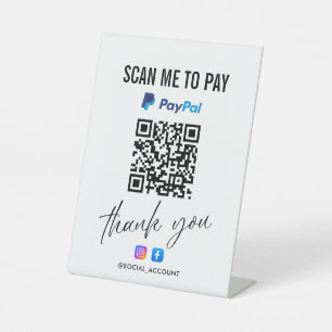 PAYPAL QR CODE SCAN OM TE BETALEN BEDANKT RECLAMEBORD MET VOETSTUK