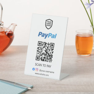 PayPal QR-code   White Scan to Pay Reclamebord Met Voetstuk