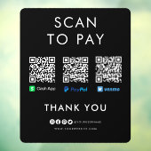 PayPal Venmo Cash App Scan naar Pay QR Code Black Raamsticker (Vel 3)