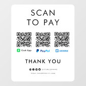 PayPal Venmo Cash App Scan naar Pay QR Code White Raamsticker (Vel)