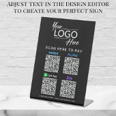 Paypal Venmo CashApp Zelle QR Code Logo Black Reclamebord Met Voetstuk