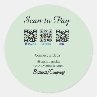 paypal venmo visa card scan to pay QR social media Ronde Sticker