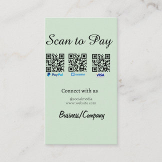 paypal venmo visa card scan to pay QR social media Visitekaartje