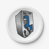 Payphone Blue Telefoon Papieren Bordje (Voorkant)