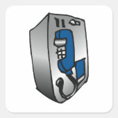 Payphone Blue Telefoon Vierkante Sticker (Voorkant)