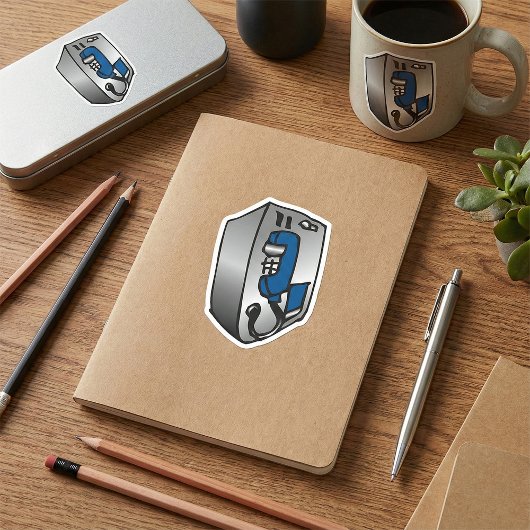 Payphone Blue Telefoon Vierkante Sticker