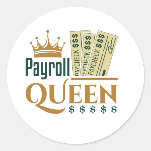 Payroll Queen Ronde Sticker (Voorkant)