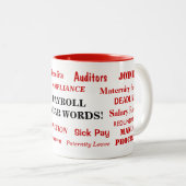 Payroll Swear Words Funny Annoying Payroll Gift Tweekleurige Koffiemok (Voorkant rechts)