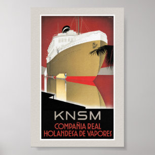 Pays-Bas Affiche de voyage vintage KNSM restaurée