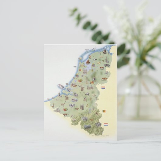 Pays-Bas, carte montrant les caractéristiques dist (Debout devant)