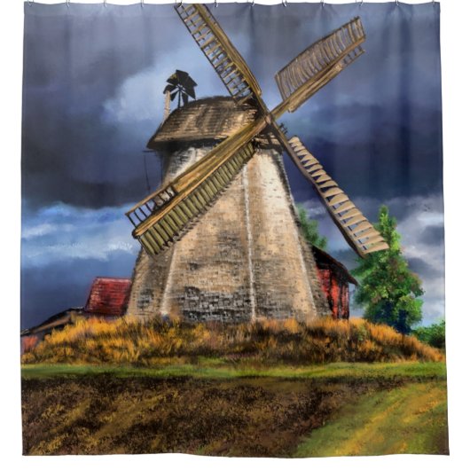 Pays-Bas Windmill Paysage Douche rideau (Devant)