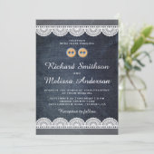 Pays Bleu Denim Blanc dentelle Faire-part de maria (Debout devant)