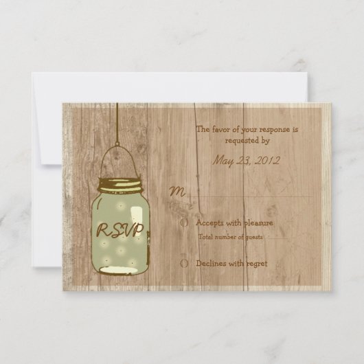 Pays Bois Rustique Mariage RSVP Pot Mason (Devant)