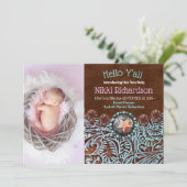 pays brun turquoise Faire-part de naissance ouest (Debout devant)