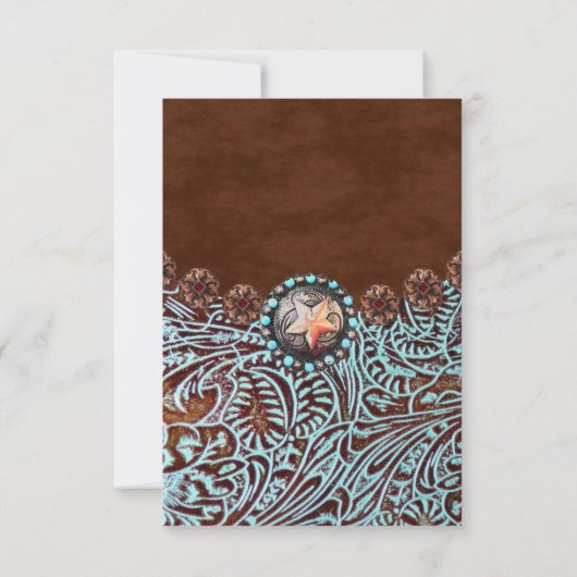 pays brun turquoise mariage occidental RSVP (Dos)