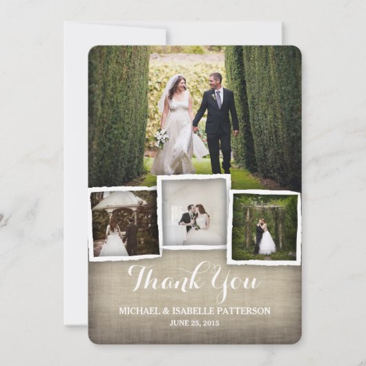 Pays Burlap Mariage Carte de remerciements photo (Devant)