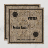 Pays Burlap Occidental Mariages Invitations (Devant / Derrière)