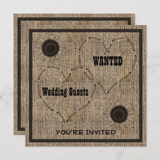 Pays Burlap Occidental Mariages Invitations (Devant / Derrière)