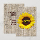 Pays Burlap Sunflower Wedding Réponse RSVP (Devant / Derrière)