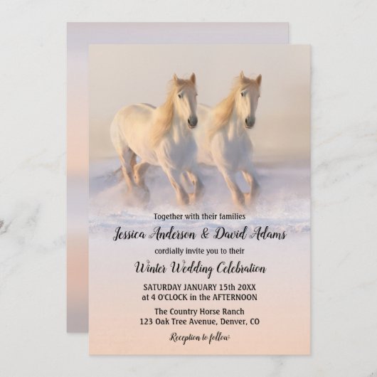 Pays Chevaux d'hiver Faire-part de mariage (Devant / Derrière)