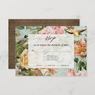 Pays Chic Vintage Floral Roses Rustique Bois RSVP