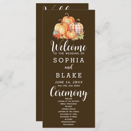 Pays Citrouilles Plaid Automne Programme de Mariag (Devant / Derrière)