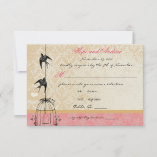 Pays Corail Damask Bird Cage Wedding RSVP