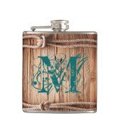 Pays Corde de bois rustique Monogramme Flacon de w (Devant)