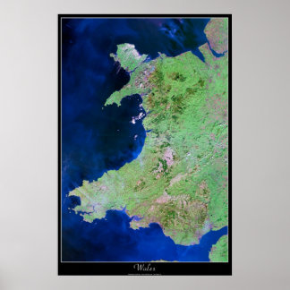 Pays de Galles, Europe poster par satellite
