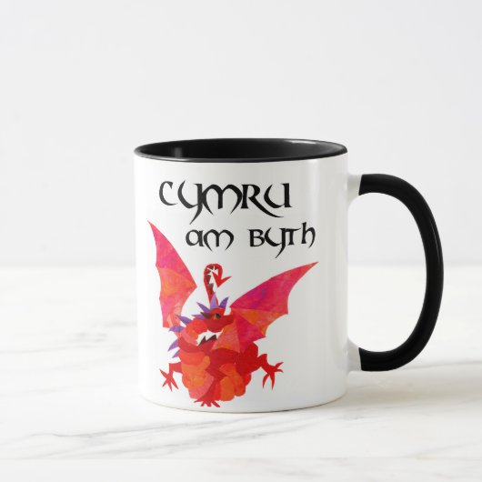 'Pays de Galles Pour Toujours' Mug : Dragon rouge (Droite)